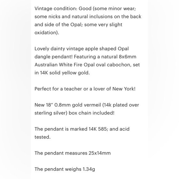 Vintage 14K Natural White Opal Apple Pendant: Filigree Gold Dangle Piece - Picture 8 of 14